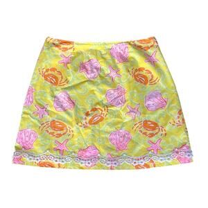 Lilly Pulitzer Womens Vintage Crab Starfish Seashell Skirt Size 6